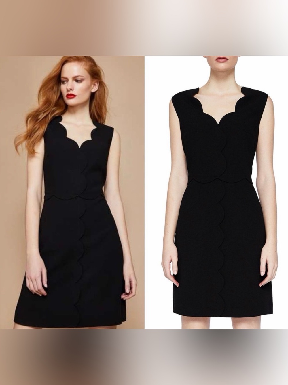 Ted Baker Rubeyed Scallop-Edge Black A-Line Dress Size 2 (US size 4-6)